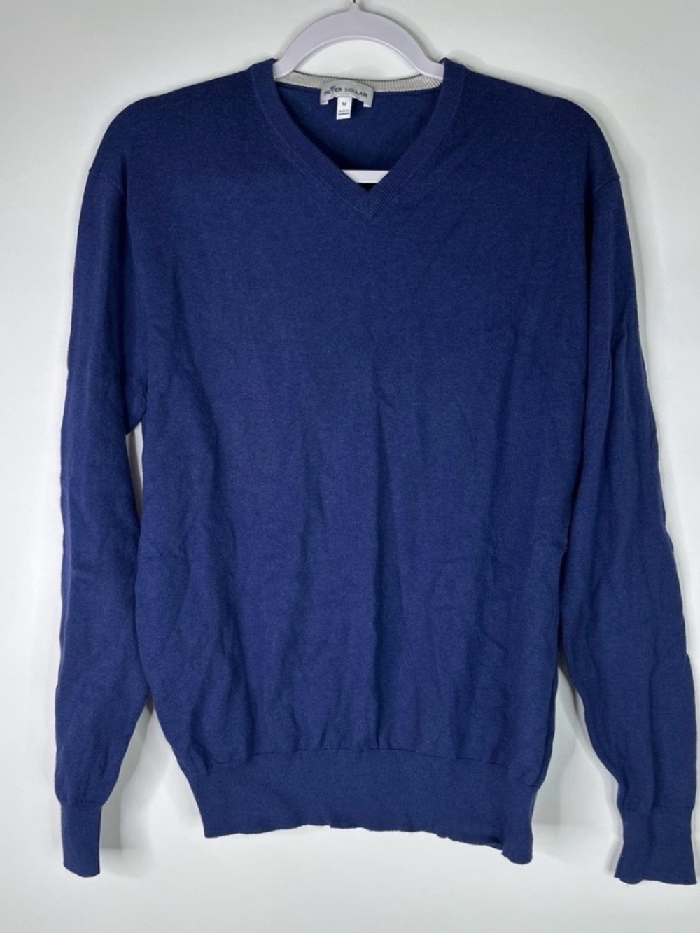 Peter Millar Puma cotton Silk Cashmere Blend V-Neck Men's Sweater in Navy Blue